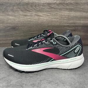 Brooks Ghost 14 Running Shoes Womens Size 11 Black Pink Sneakers